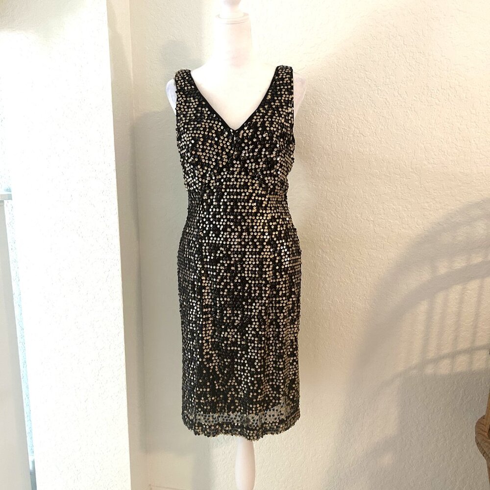 AB Studio Black & Gold Sequin Mini Dress
